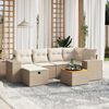 vidaXL Salon de jardin avec coussins 7 pcs beige r&eacute;sine tress&eacute;e