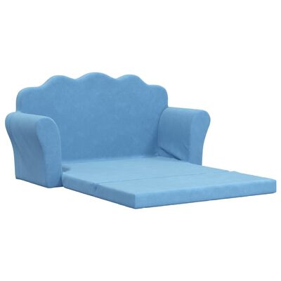 vidaXL Canapé-lit pour enfants 2 places bleu peluche douce