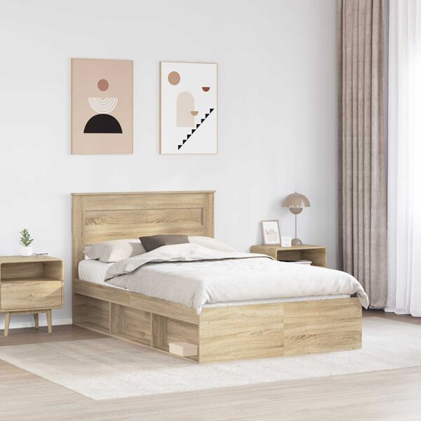vidaXL Cadre de lit Sonoma 120 x 190 cm Bois de pin massif