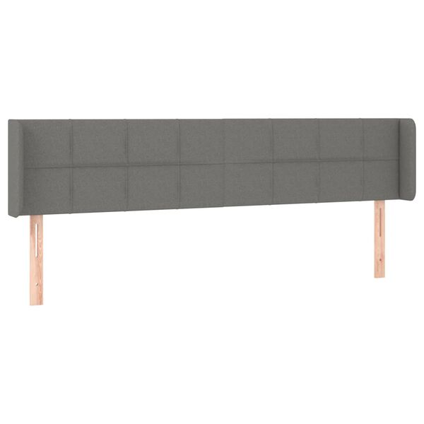 vidaXL T&ecirc;te de lit avec oreilles Gris fonc&eacute; 183x16x78/88 cm Tissu