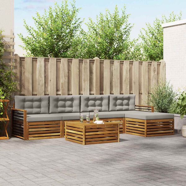 vidaXL Ensemble de canap&eacute;s d'ext&eacute;rieur 6 pcs Gris Naturel et Clair