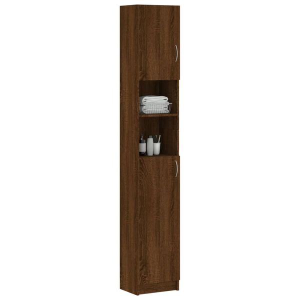 vidaXL Armoire de bain Chêne marron 32x25,5x190 cm Bois d'ingénierie