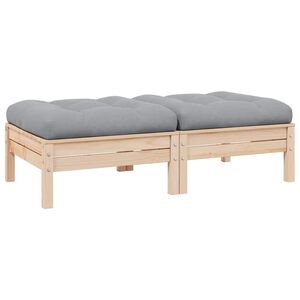 vidaXL Canap&eacute; 2 places de jardin et coussins gris Bois de pin solide