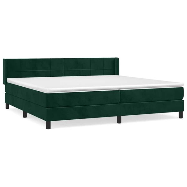 vidaXL Sommier &agrave; lattes de lit et matelas Vert fonc&eacute; 200x200cm Velours