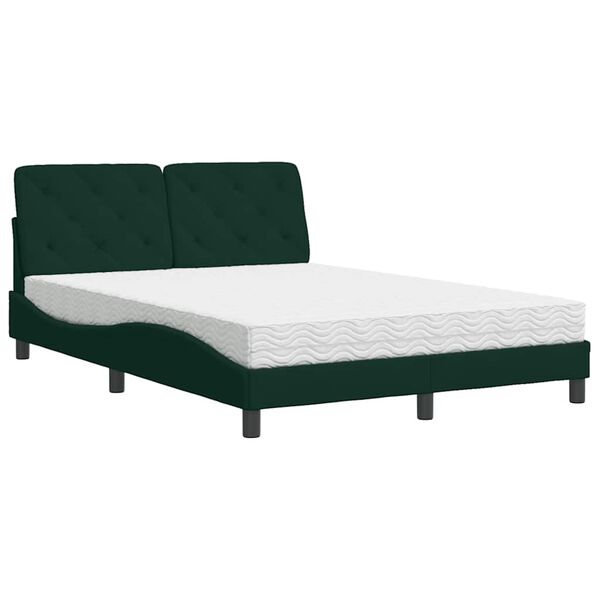 vidaXL Lit avec matelas vert fonc&eacute; 120x200 cm velours