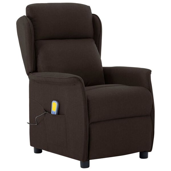 vidaXL Fauteuil de massage Marron fonc&eacute; Tissu