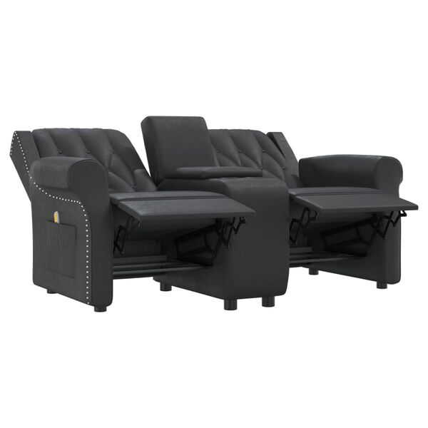 vidaXL Fauteuil inclinable et porte-gobelets 2 places noir similicuir