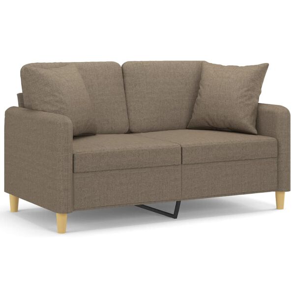 vidaXL Canap&eacute; 2 places et oreillers et coussins Taupe 120 cm Tissu