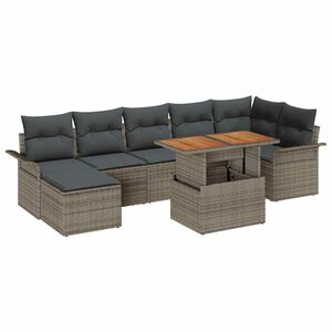 vidaXL Ensemble de canap&eacute; de jardin 8 pc Gris Poly rotin