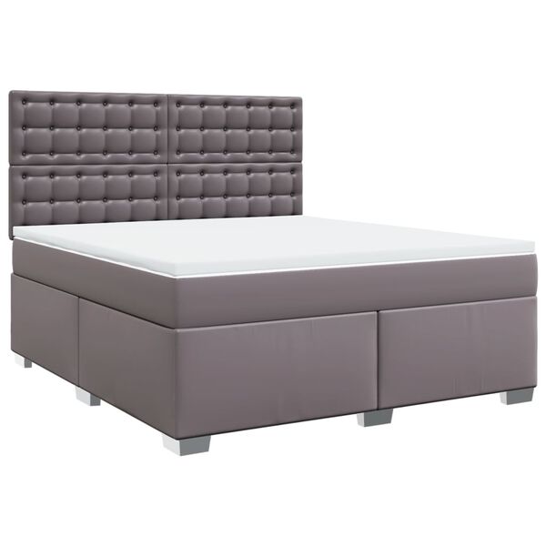 vidaXL Sommier à lattes de lit avec matelas Gris 180x200 cm Similicuir