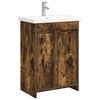 vidaXL Ensemble de mobilier de salle de bain Ch&ecirc;ne fum&eacute;