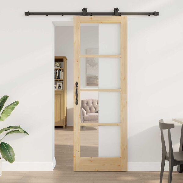 vidaXL Porte coulissante ORKDAL Naturel et Noir 73,5 x 211 cm