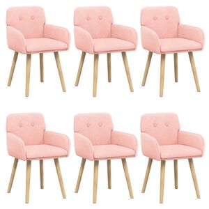 vidaXL Chaises de salle &agrave; manger 6 pc Boucl&eacute; Rose 59 x 57 x 85 cm