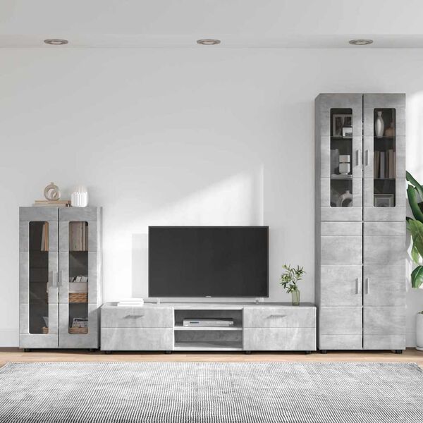 vidaXL Ensemble meuble TV FLORIN Gris b&eacute;ton Bois d'ing&eacute;nierie