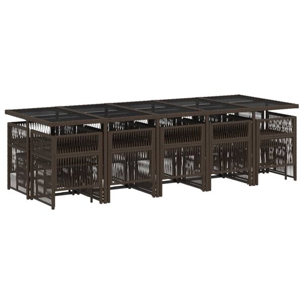 vidaXL Ensemble &agrave; manger de jardin avec coussins 15 pcs marron rotin