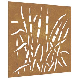 vidaXL D&eacute;coration murale jardin 55x55 cm acier corten design d'herbe