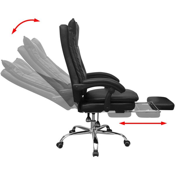 vidaXL Chaise de bureau inclinable avec repose-pieds Noir