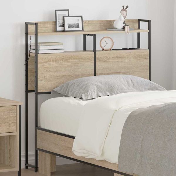 vidaXL T&ecirc;te de lit avec &eacute;tag&egrave;re Ch&ecirc;ne sonoma 90 cm Bois d'ing&eacute;nierie