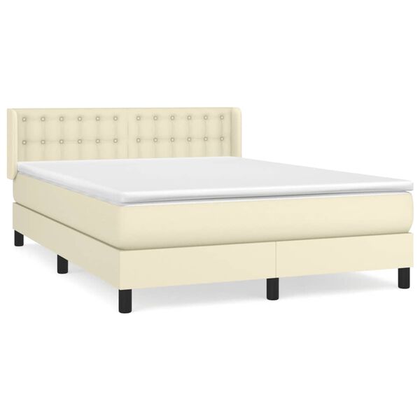 vidaXL Sommier &agrave; lattes de lit avec matelas Cr&egrave;me 140x200cm Similicuir