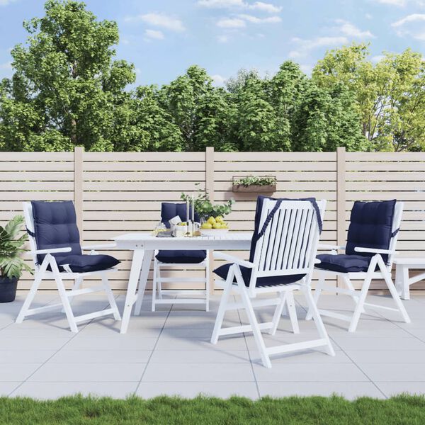 vidaXL Coussins de chaise &agrave; dossier bas lot de 4 bleu marine