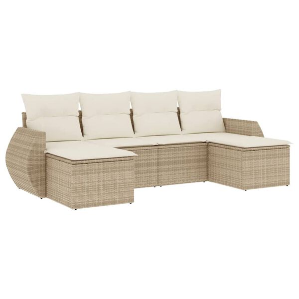 vidaXL Salon de jardin avec coussins 6 pcs beige r&eacute;sine tress&eacute;e