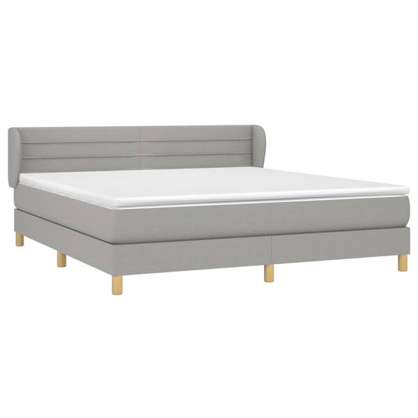 vidaXL Sommier &agrave; lattes de lit avec matelas Gris clair 180x200cm Tissu