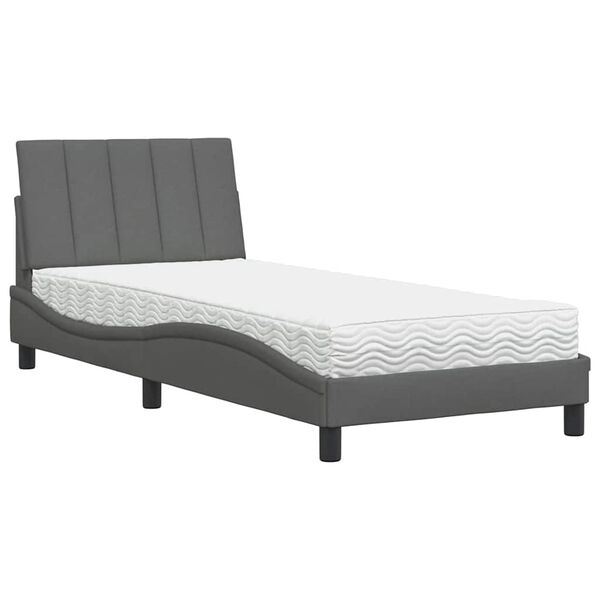 vidaXL Lit avec matelas Hanko gris foncé 80x200 cm tissu