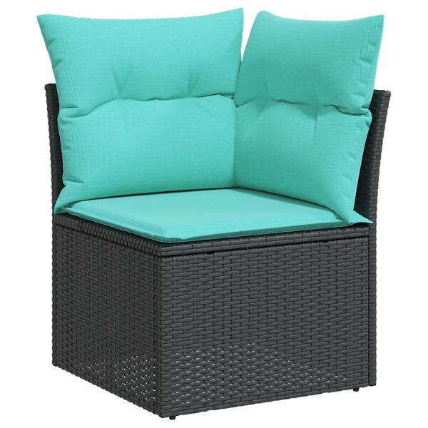 vidaXL Salon de jardin 5 pcs avec coussins noir résine tressée