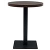 vidaXL Table de bistro MDF et acier Rond 60 x 75 cm Fr&ecirc;ne fonc&eacute;