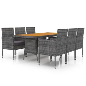 vidaXL Ensemble &agrave; manger d'ext&eacute;rieur 7 pcs R&eacute;sine tress&eacute;e Gris