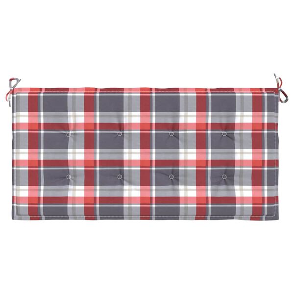 vidaXL Coussin de banc de jardin motif &agrave; carreaux rouges 120x50x3 cm