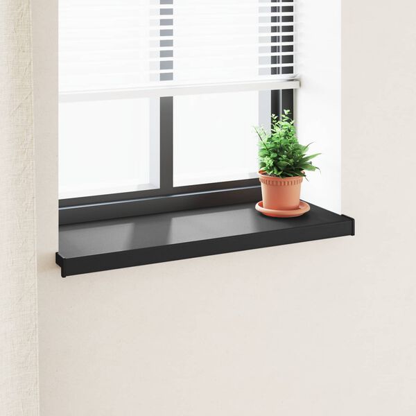 vidaXL Appui de fen&ecirc;tre Noir avec grain de bois 60 x 35 x 4,5 cm PVC