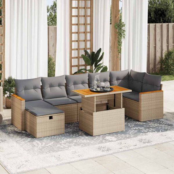vidaXL Salon de jardin avec coussins 5 pcs beige r&eacute;sine tress&eacute;e