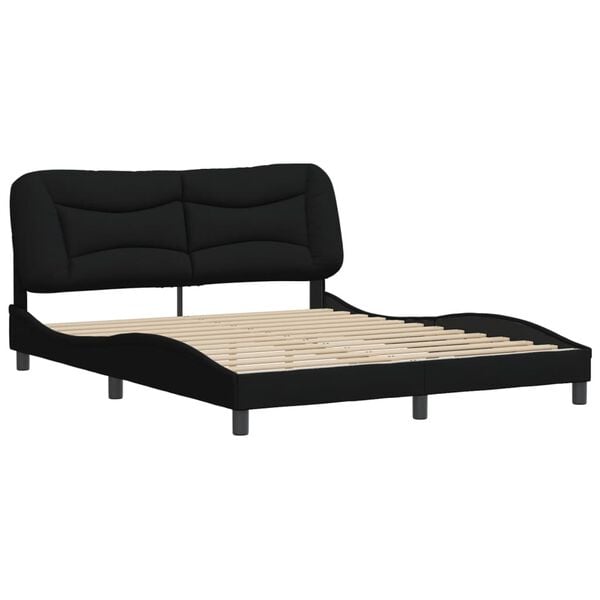 vidaXL Cadre de lit sans matelas Hvar noir 160x200 cm tissu