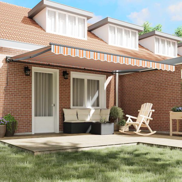 vidaXL Auvent R&eacute;tractable Bleu et Orange 450 &times; 300 cm