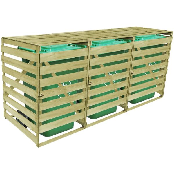 vidaXL Abri pour poubelle triple 240 L Bois imprégné