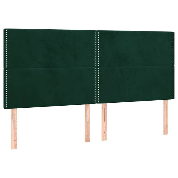 vidaXL T&ecirc;te de lit &agrave; LED Vert fonc&eacute; 160x5x118/128 cm Velours