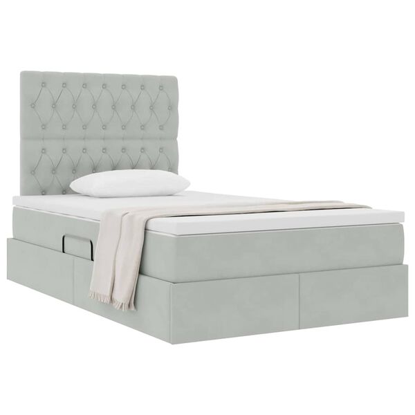 vidaXL Lit avec rangement et matelas Gris clair 120 x 190 cm Velours