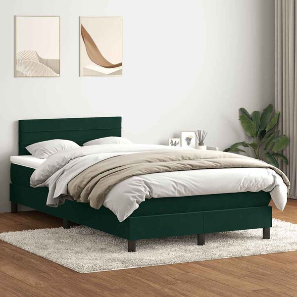 vidaXL Sommier &agrave; lattes de lit et matelas vert fonc&eacute; 120x220cm velours