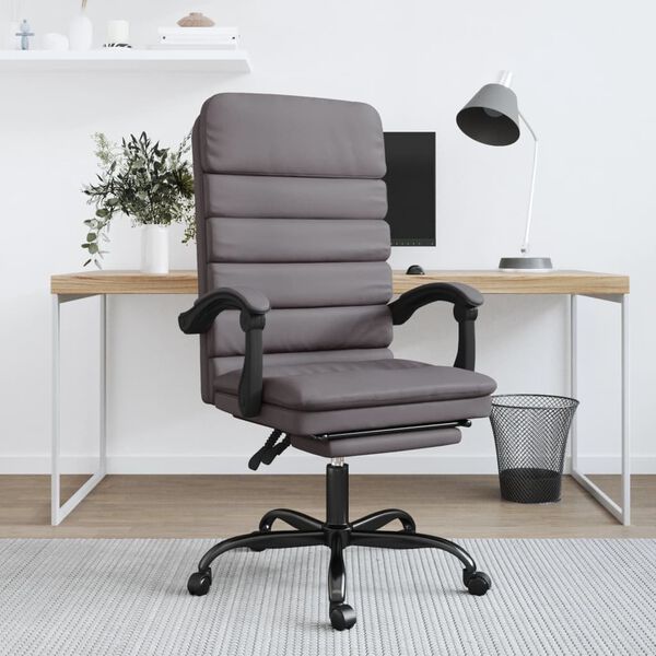 vidaXL Fauteuil de massage inclinable de bureau Gris Similicuir