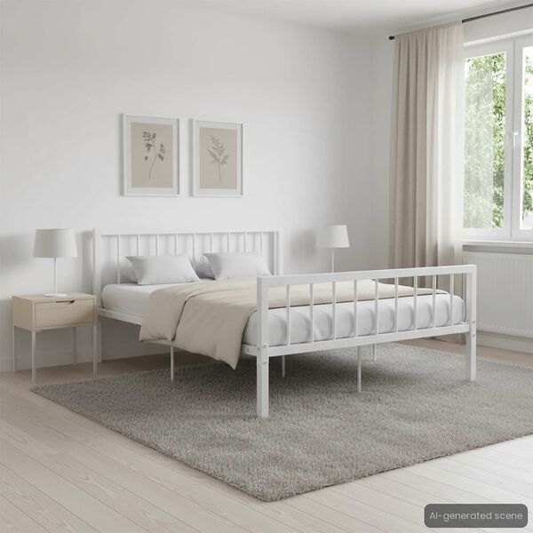vidaXL Cadre de lit sans matelas blanc m&eacute;tal 140x200 cm