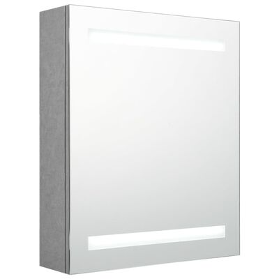 vidaXL Armoire de salle de bain à miroir LED Gris béton 50x14x60 cm