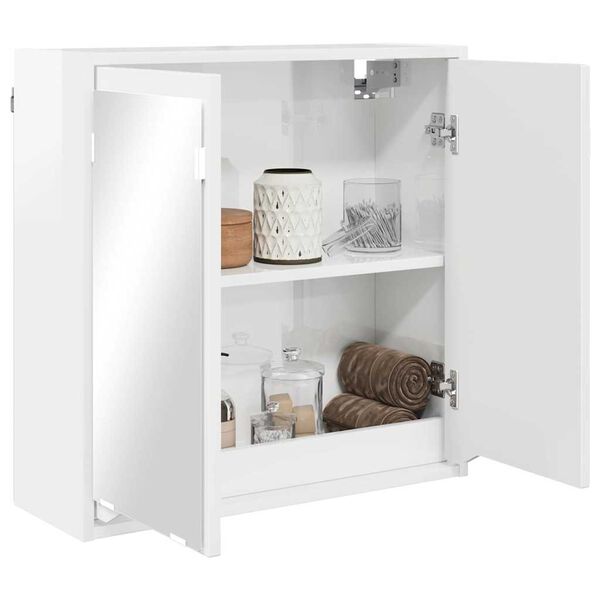 vidaXL Armoire Miroir de Salle de Bain Blanc brillant 60 x 20 x 60 cm