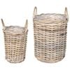 vidaXL Panier de Plante avec stockage 2 pc Gris naturel Rattan Kubu