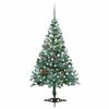 vidaXL Arbre de No&euml;l givr&eacute; pr&eacute;-&eacute;clair&eacute; et boules pommes de pin 150 cm