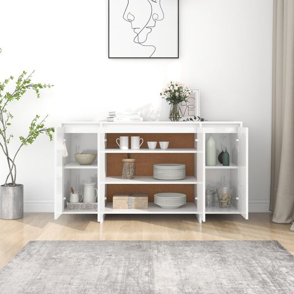 vidaXL Buffet blanc brillant 135x41x75 cm bois d'ing&eacute;nierie
