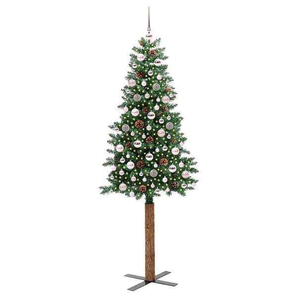 vidaXL Sapin de No&euml;l mince Vert 210 cm PVC et bois de pin massif