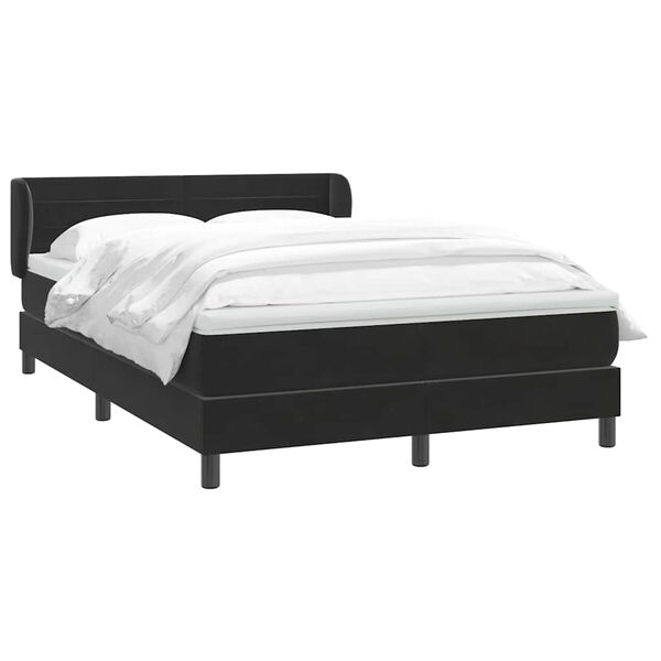 vidaXL Sommier &agrave; lattes de lit avec matelas noir 140x210 cm velours