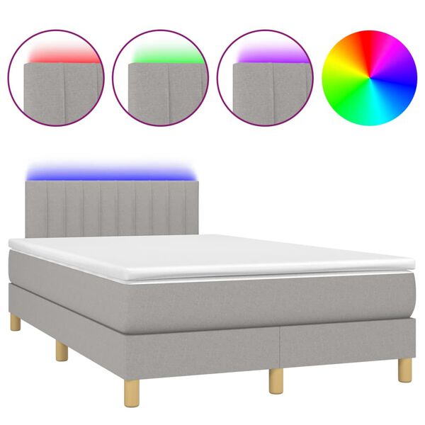vidaXL Sommier &agrave; lattes de lit matelas LED Gris clair 120x200 cm Tissu
