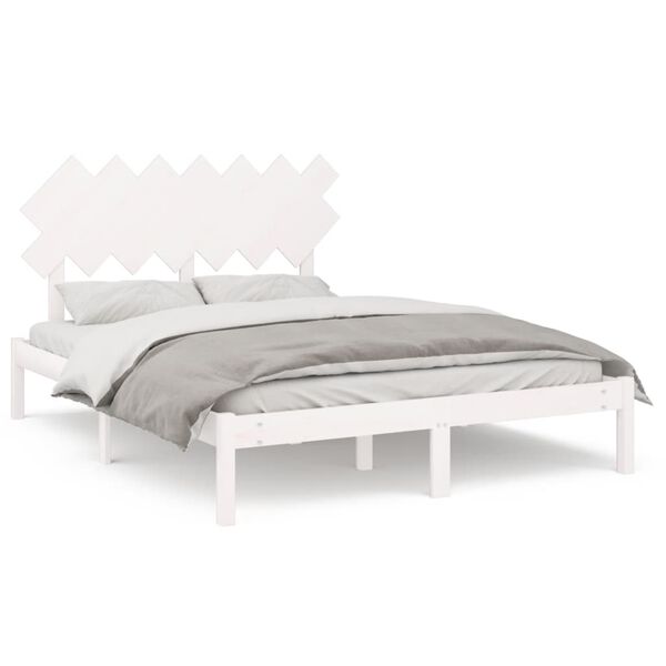 vidaXL Cadre de lit sans matelas blanc 140x190 cm bois massif